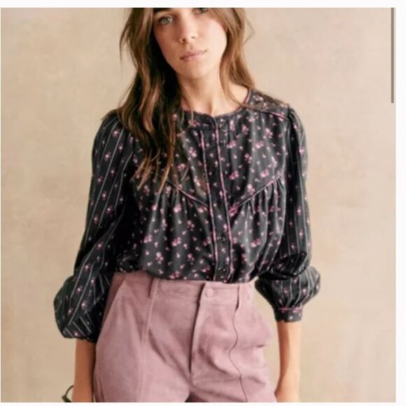 Sezane Tops - NEW Sezane Milou Shirt in Patchwork Mix Flowers Blouse Sz 38/M